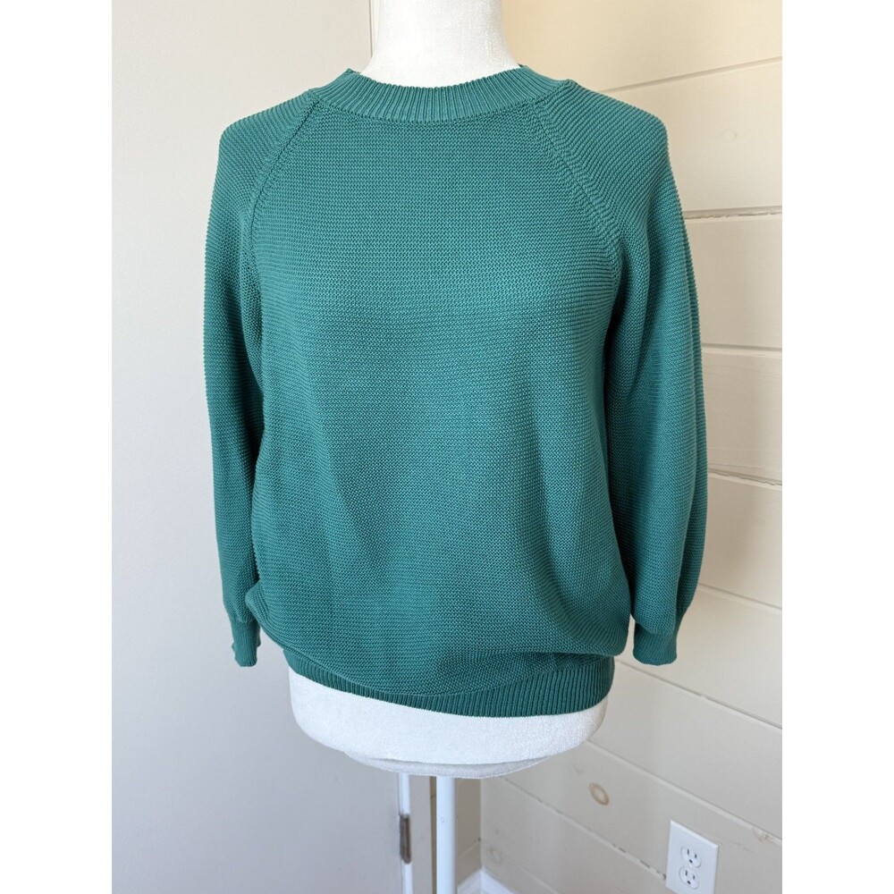 Weekend MaxMara Small Crewneck Knit Sweater Aqua Green Raglan Quiet Luxury